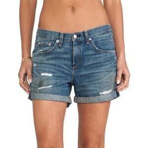 rag & bone Women's Denim Boyfriend Shorts Size 24 Trestles Destroyed Cuffed Boho